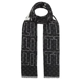 Sciarpa Louis Vuitton List nera in cashmere e seta Nero