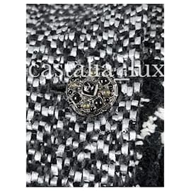 Chanel-9K$ New Jewel Buttons Tweed Parka Coat-Black