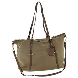 PRADA Shoulder Bag Nylon Canvas 2way Brown Auth bs8742 Brown