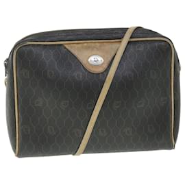 Christian Dior-Christian Dior Honeycomb Canvas Shoulder Bag PVC Leather Black Auth 56325-Black