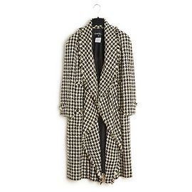 Chanel 06P Tweed de seda blanco negro FR38/40 Negro