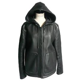 GIVENCHY Zipped leather jacket superb black leather T48 Black