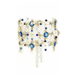 Chanel-Resort 2019 La Pausa Pearls Blue CC Armband-Golden