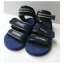 Chanel-CHANEL Dad’s Sandal MEN T44 Coco Chanel-Blue