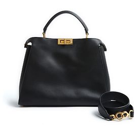 Fendi Peekaboo Alça Preta Grande Preto