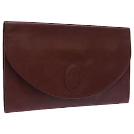Cartier-CARTIER Clutch Bag Leather Wine Red Auth ac2250-Other