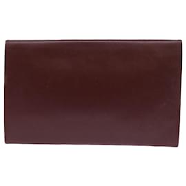 Cartier-CARTIER Clutch Bag Leather Wine Red Auth ac2250-Other