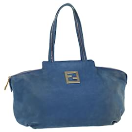 Fendi-FENDI Einkaufstasche Leder Blau Auth 55431-Blau