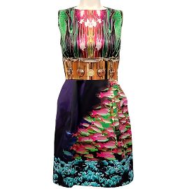 Vestido Mary Katrantzou azul multi seda sem mangas com estampa de peixe Multicor
