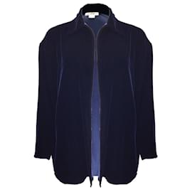 Autre Marque-Zoran Navy Blue Open Front Velvet Jacket-Blue