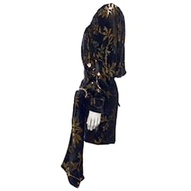 Autre Marque-Dodo Bar Or Black / Gold Metallic Long Sleeved Velvet Dress-Black