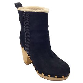 Veronica Beard Daxi Black Shearling Lined Suede Ankle Boots Black