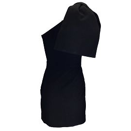 Rebecca Vallance – Schwarzes One-Shoulder-Minikleid aus Crêpe mit Schleifendetail Schwarz
