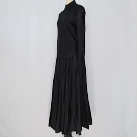 Christian Dior-Ensemble chemise brodée d'abeilles noires et pantalon plissé-Noir