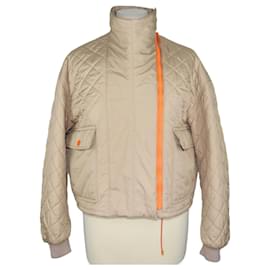 Hermès-Beige/Orange Quilted Sport Jacket-Beige