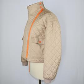 Hermès-Beige/Orange Quilted Sport Jacket-Beige