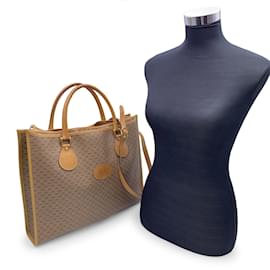 Gucci-Grand sac cabas vintage en toile monogramme beige avec sangle-Beige