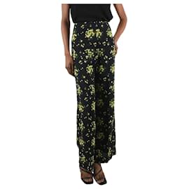 Autre Marque-Black floral print wide-leg trousers - size UK 8-Black