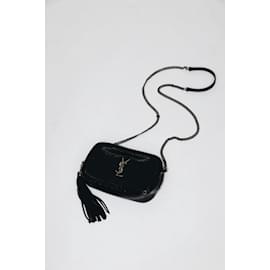Saint Laurent-Black 2020 Lou mini Crocodile Effect patent leather bag-Black