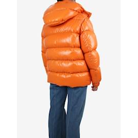 Moncler-Orange hooded puffer jacket - size UK 14-Orange