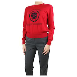 Saint Laurent-Roter Pullover mit grafischem Logo – Größe M-Rot