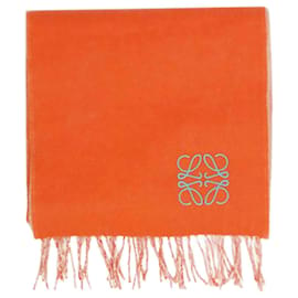 Loewe-Orangefarbener Schal aus Wollmischung mit Fransen-Orange