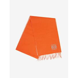 Loewe-Orange fringed wool-blend scarf-Orange