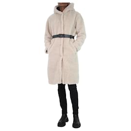Ba&Sh-Cappotto in pelliccia sintetica color crema con cintura - taglia UK 6-Crudo