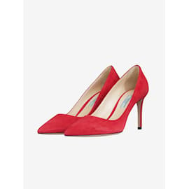 Prada-Red suede pointed-toe pumps - size EU 38.5-Red