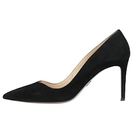 Prada-Black suede pointed-toe pumps - size EU 38.5-Black