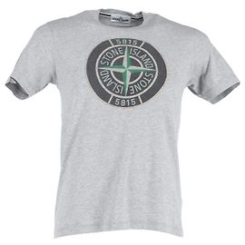 Camiseta Stone Island com estampa de logotipo em algodão cinza Marrom