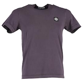 Stone Island-Camiseta con parche del logo en algodón morado de Stone Island-Púrpura