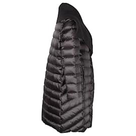 Issey Miyake-Issey Miyake Manteau en duvet à col tricoté en nylon noir-Noir