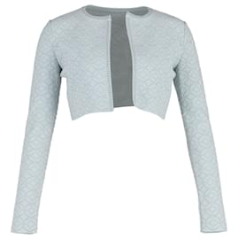 Alaïa Alaia Cropped Open-Front Jacket in Blue Polyester Blue