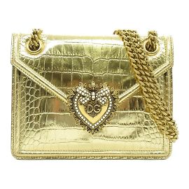 Dolce & Gabbana Bolsa de ombro Devotion em couro com relevo Dourado