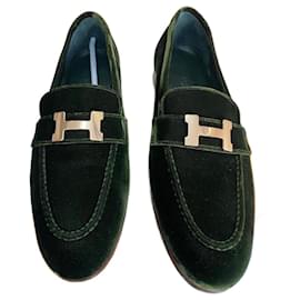 Hermès-Hermes Paris-Loafer aus grünem Samt-Grün