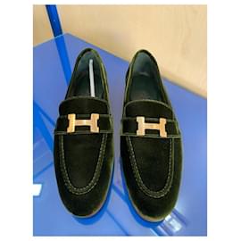 Hermès-Hermes Paris-Loafer aus grünem Samt-Grün