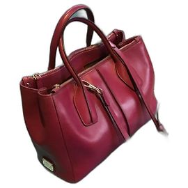 Tod's Holly Leather Handbag Dark Red Dark red