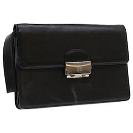 Givenchy-GIVENCHY Clutch Bag Leather Black Auth bs8725-Black