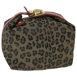 Fendi-FENDI Leopard Handtasche Braun Rot Auth 55755-Braun,Rot