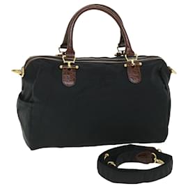 Balenciaga-BALENCIAGA Boston Bag Nylon 2way Black Auth bs8743-Black