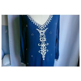 Robe En Soie Nina Kaufmann - Taille 36 - Bleu - Sans Manches, Coupe Regular - Neuf Avec étiquettes