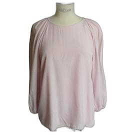 Massimo Dutti-MASSIMO DUTTI Pale pink lined fluid blouse T40 very good condition-Pink