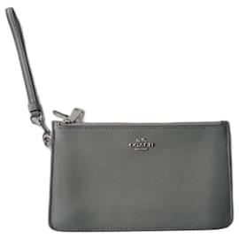 Coach-New Gray grained cowhide Coach pouch-Grey