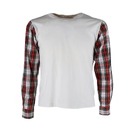 Comme Des Garcons Camiseta Comme des Garçons com manga xadrez Branco
