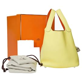 Hermès-Sac HERMES Picotin en Cuir Jaune - 101529-Jaune