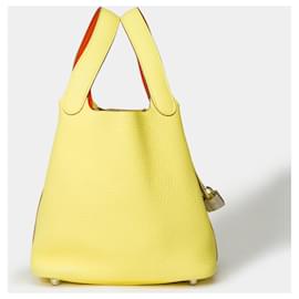 Hermès-Sac HERMES Picotin en Cuir Jaune - 101529-Jaune