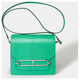 Hermès-HERMES Roulis Tasche aus grünem exotischem Leder - 101528-Grün