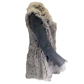 Rag & Bone-Cappotto in shearling scamosciato di agnello grigio Rag & Bone-Grigio