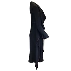 Autre Marque-Sies Marjan Negro / Vestido midi de crepé de seda con costuras en contraste de manga larga rojo-Negro